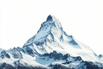 Poster - A single mountain peak isolated against a white background, symbolizing the determination to climb high.