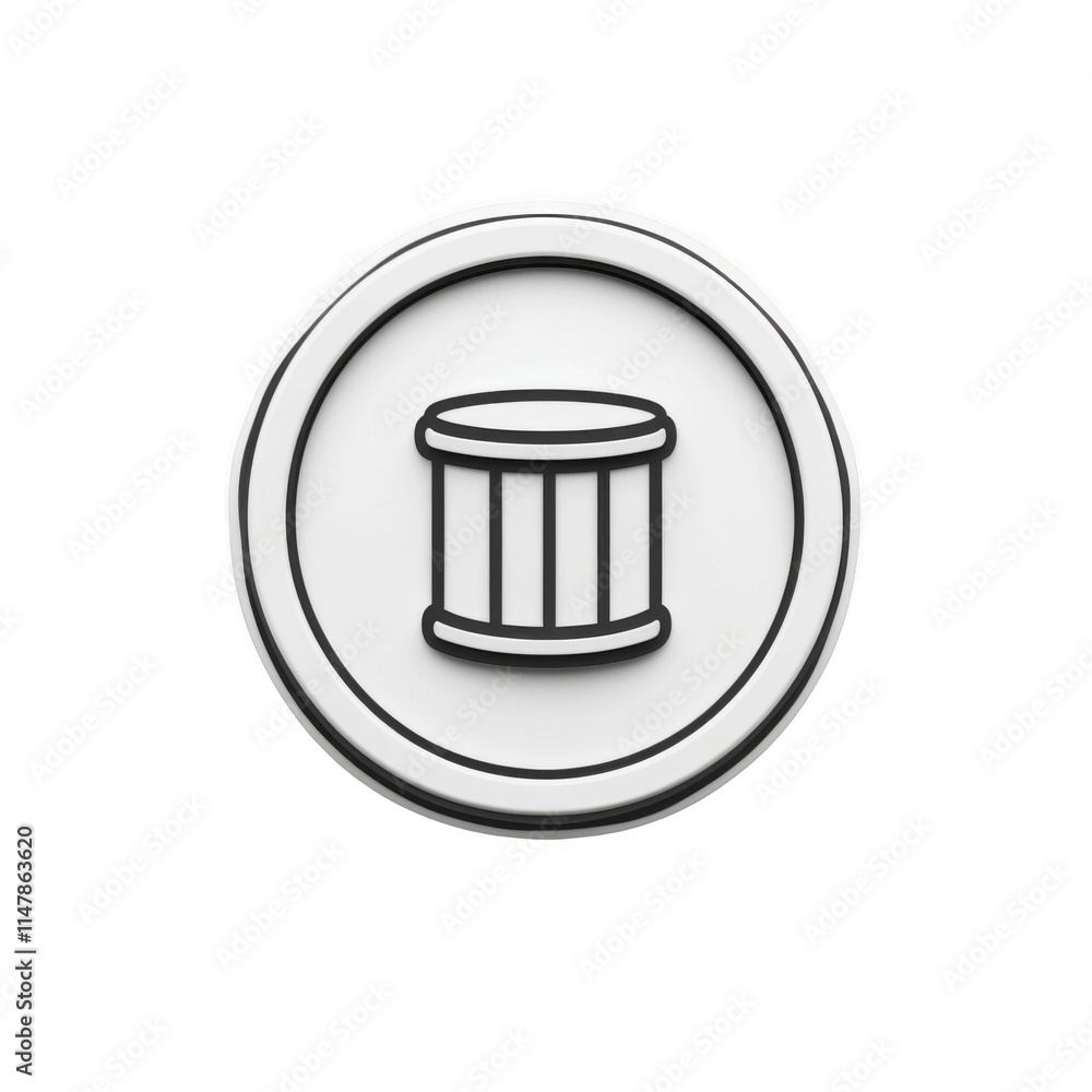 white icon of Drums isolated on a transparent background Minimalist ...