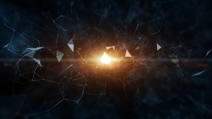 Wall Mural - shiny digital technology space lines dots graphic illustration.