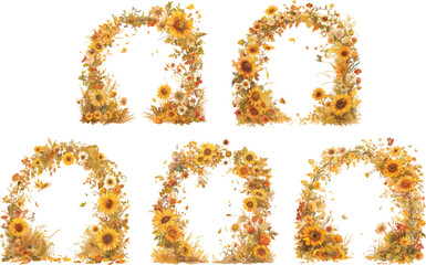 Poster - autumn sunflower arch watercolor clipart