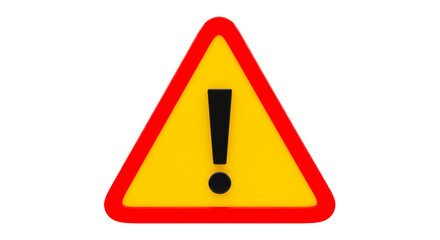 triangle warning sign with exclamation mark symbolizing caution danger on transparent background