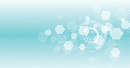 Aufkleber - Vector hexagon technology background. Abstract hexagons background with lines and dots. Design for science, medicine, or technology.	