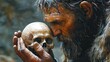 © Umri - An illustration of a Neanderthal man clutching his skull