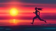 © Xabi - side view Runner Woman Running In The Beach At Sunset