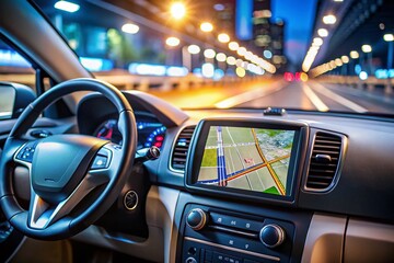 High-Resolution Dashboard Screen Display, Modern Car Interior, Deep Depth of Field, Digital Cockpit, Automotive Technology, Instrument Panel, Infotainment System