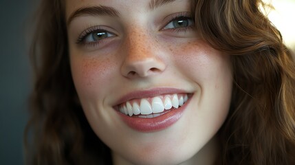 A bright smile with a gap between the front teeth, emphasizing natural beauty