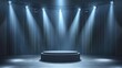 © chesleatsz - Illuminated Stage Podium with Curtains and Spotlights