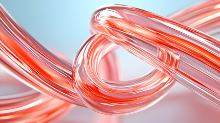 Wall Mural - Abstract Coral Glass, Swirling, Intertwined Tubes, Elegant Design, Smooth Texture, Light Reflecting, Modern Art