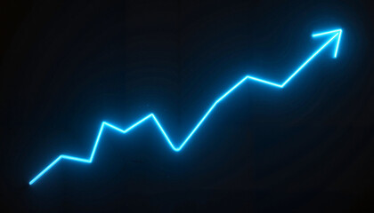 Wall Mural - futuristic upward trend graph with neon blue lines, financial growth visualization, copy space