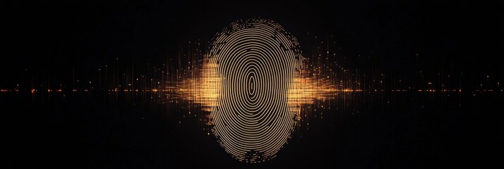 Leinwandbilder - Digital fingerprint graphic with golden lines and abstract design for security concepts and identity verification purposes. Generative AI