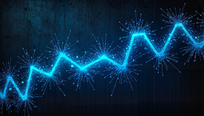 Wall Mural - dynamic blue growth chart with sparkling effects on dark background