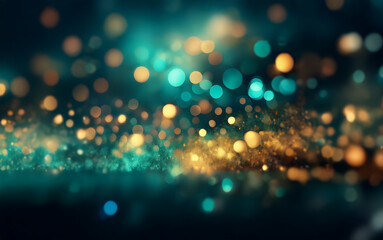 Poster - Abstract background with a blend of soft teal and warm gold bokeh.