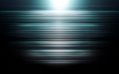 Fototapete - Abstract background with horizontal lines, a bright light in the center, and a dark background.