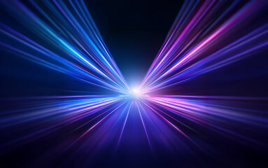 Poster - Abstract streaks of blue and purple light converge in the center of the image, creating a sense of motion and speed.
