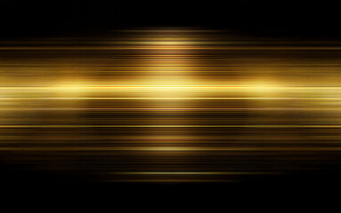 Fototapete - Horizontal golden streaks of light against a black background.