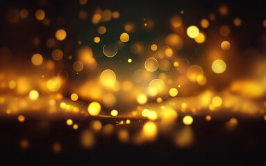 Poster - A dark background with out-of-focus golden lights, reminiscent of a night sky or a celebration.