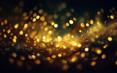Aufkleber - A dark background with an ethereal, swirling mist illuminated by scattered glowing orbs.