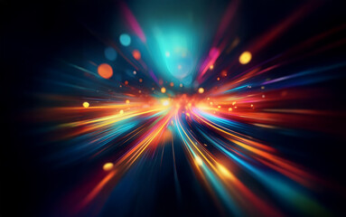 Wall Mural - an abstract image of colorful streaks of light radiating outwards, representing a sense of speed and