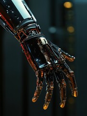 Leinwandbilder - Prosthetic arm showcasing advanced technology and functionality in a dynamic setting. Generative AI