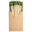© wanavit - A box of wooden matches with green tips, neatly arranged and partially exposed, white background, transparent background.