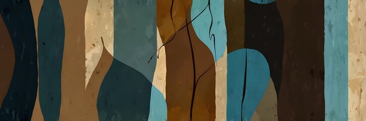 Green plant and leaves pattern. artistic wallpaper