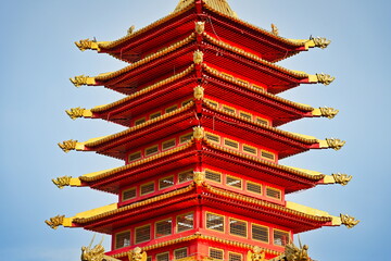 Wall Mural - Red roof of the Seven Days Pagoda in Elista