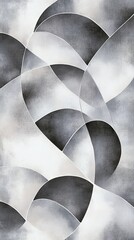 Wall Mural - abstract geometric design featuring curved shapes in monochrome shades, creating a modern and artist