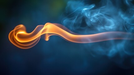 Canvas Print - Abstract orange and blue smoke swirls on dark background.