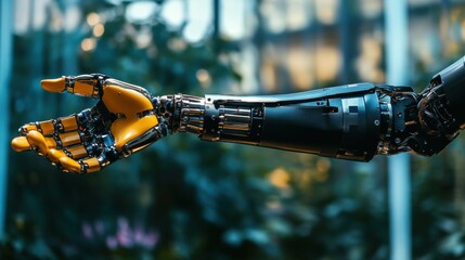 Leinwandbilder - Innovative prosthetic arm demonstrates advanced functionality in a modern environment. Generative AI