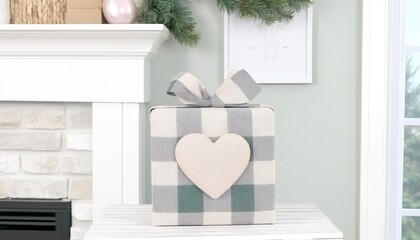 Wall Mural - A decorative gift box with a heart design, perfect for festive occasions.