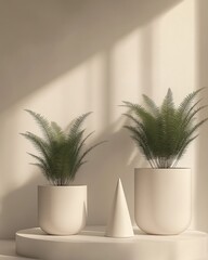 Poster - Two plants in pots with light and shadow.