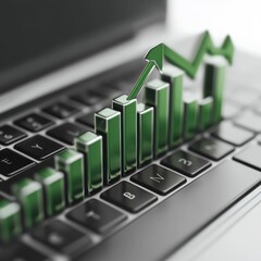 Poster - Green growth chart on keyboard.