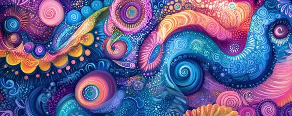 Wall Mural - abstract colorful background with swirling patterns, featuring vibrant shades of blue, pink, and pur
