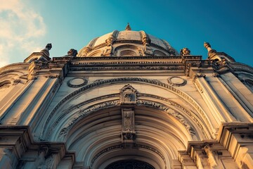 Poster - Upward view of a church dome against a clear sky.