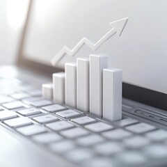 Poster - Bar graph rising on laptop keyboard.