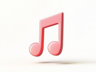 Aufkleber - Pink glossy 3D music note icon on white.