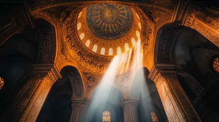Poster - Light streams through dome's ornate interior.