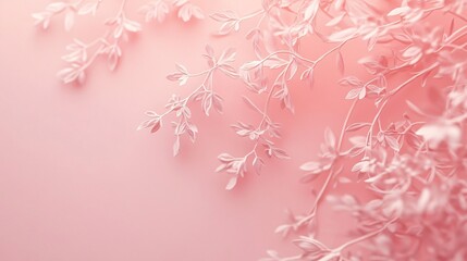 Aufkleber - Delicate Pink Leaves on Soft Gradient Background for Elegant Decor and Design