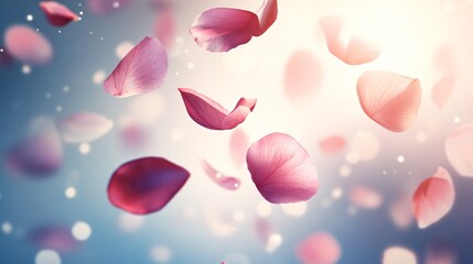 Leinwandbilder - Delicate Flower Petals Floating in Soft Light Against a Dreamy Background