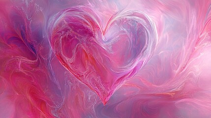 Fototapete - Colorful Abstract Heart Design with Swirls and Textures in Pink and Purple Tones