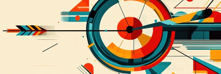 Leinwandbilder - Vibrant abstract design featuring circular shapes and sharp lines illustrating dynamic movement and artistic expression. Generative AI