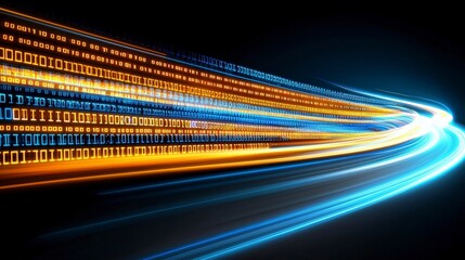 Futuristic Binary Code Stream  Abstract Technology Background