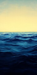 Wall Mural - a painting of the ocean with a yellow sky in the background. the painting is of a calm sea with no w