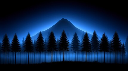 majestic mountain forest night scene dark blue nature wallpaper