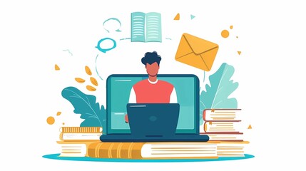 Teacher delivering online courses