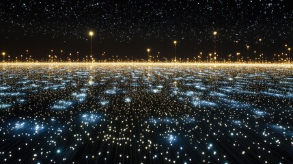 Wall Mural - Vast Cosmic Landscape with Stars and Shimmering Light Effects