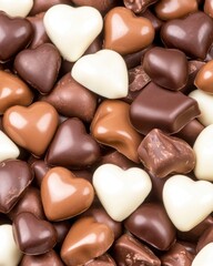 Wall Mural - A variety of heart-shaped chocolates in different colors and textures.