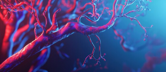 Wall Mural - Abstract red and blue glowing branch.