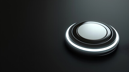 Black background with a glowing white button 