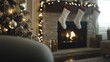 © watz - Christmas tree and fireplace with stockings hanging above.